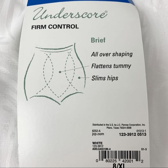 Underscore Firm Control shaping brief panty 8/XL white NWT slimming tummy hips - Picture 4 of 6